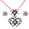 IMPPTE 3 Stück Rosa Trachtenschmuck Damen Kette Edelweiß Herz Anhänger mit Ohrstecker Edelweiß Trachtenschmuck Damen Ohrringe für Bierfest Trachten Dirndl Accessoires