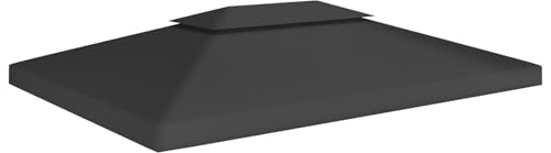 CLALER Pavillon Ersatzdach 3x4 Wasserdicht, Pavillon Dach 3x4 m Ersatzdach, Schwarz