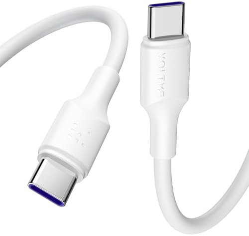 VOLTME USB C Kable 100W, TPE Ladekabel Typ-C Schnellladekabel PD 3.0 PPS Kompatibel mit iPhone 16 Pro Max 15 14 13 iPad Macbook Samsung Galaxy S24 Ultra Huawei Pixel Switch usw, 1,2m Weiß