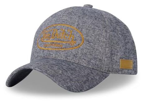 Von Dutch Kappe für Damen und Herren, 100 % Baumwolle, Baseballkappe, Jeans Denim, Grau / Orange, Einheitsgröße
