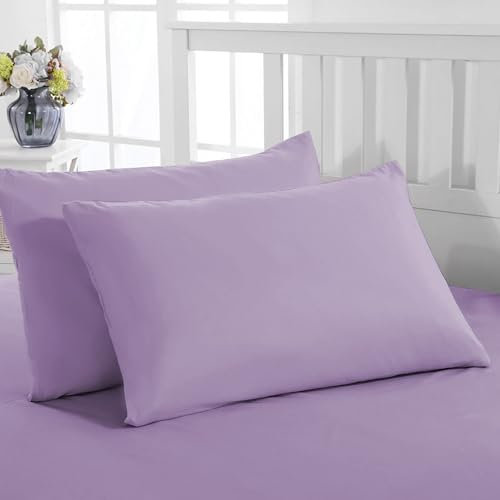 PRIME LINENS Pillow Cases 2 Pack Standard Size Polyester Cotton Pillow Cover with Envelop Closure Wrinkle Fade Resistant Pillowcases Machine Washable (Lilac, 50 x 75 Cm | Pack of 2)