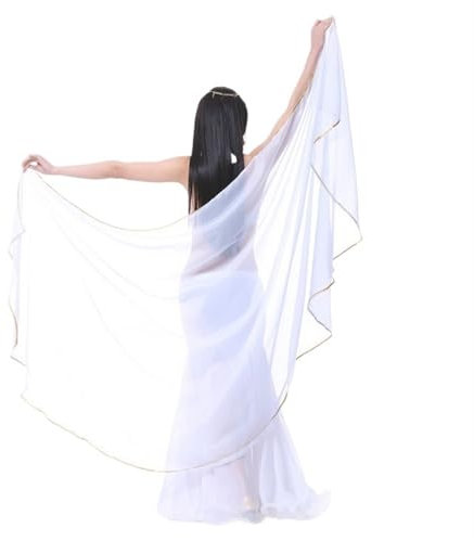 LPHFDCS Bauchtanzschleier Bauchtanz-Schleier aus Chiffon for Damen, Tanzkostüm, Chiffon, Schal, Schleier, Voile, orientalischer Tanz, 250 x 12 cm Bauchtanz-Schal(White)