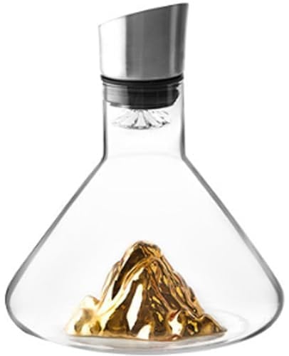Revella Crystal Wine Decanter with Aerator, Gold Carafe for Wine Bottles