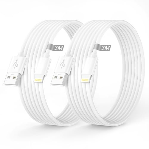 Cable Cargador iPhone, Cable iPhone 3M+3M 2Pack[Certificado MFi], Cable USB iPhone Cable Lightning USB Cable iPhone Carga Rapida para iPhone 14 13 12 11 Pro Max XR XS X 8 7 6 Plus 5 SE,iPad Mini