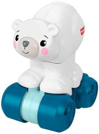 Fisher-Price Oso polar para perseguir gateando Juguete para bebés con temática animal, vehículo de actividades con detalles sensoriales para peques a partir de 9 meses, JDL63
