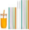 Lot de 10 pailles en verre, multicolores, 15 et 20 cm, 2 tailles, pailles en verre, longues, courtes, réutilisables, pour milkshakes, smoothies, cocktails, café, sans BPA