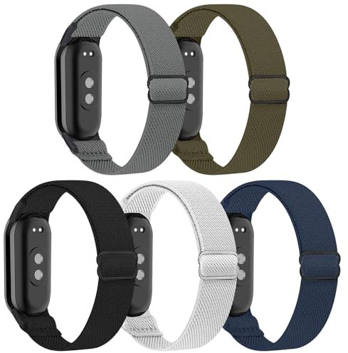 chinbersky Nylon élastique Bracelet Compatible avec Bracelet Xiaomi Smart Band 9/Bracelet Xiaomi Smart Band 8 Femme Hommes, Tissu Réglable Sport Bracelet pour Xiaomi Smart Band 9/Xiaomi Smart Band 8