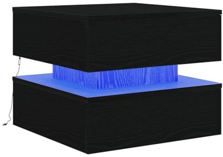vidaXL Couchtisch mit LED-Leuchten Schwarz Eichen-Optik 50x50x40 cm