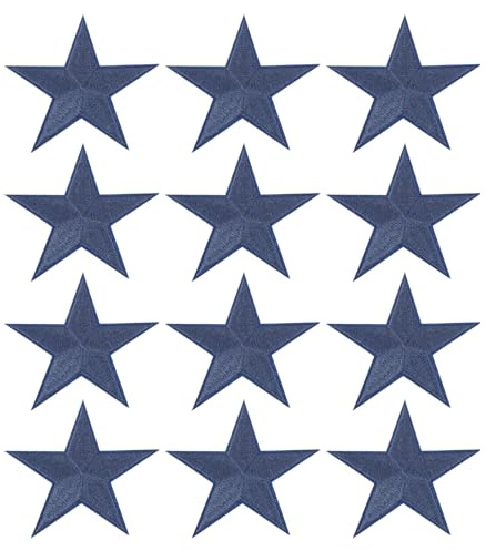PATIKIL Star Iron-on Patches, 12 Pcs Sew on Star Embroidered Patches Appliques Embellishments for Clothing Jackets Hat Backpack Repairing Decorations, Lake Blue, 3.2 x 3.2
