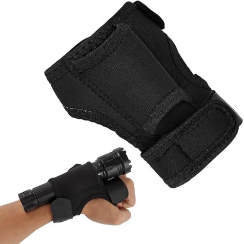 AFCJLTO Fondina tattica per torcia da polso,20–25 mm,supporto per braccio in nylon ispessito per torce subacquee, supporto per torcia in nylon elastico per avventure all'aria aperta, Nero
