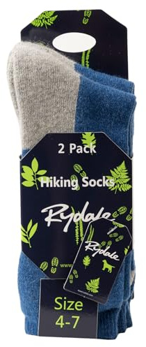 Rydale Ladies Hiking Socks 2 Pack Women's Ankle Sock Warm Wool Blend Cushioned Thermal Socks (UK, Numeric, 4, 7, Regular, Regular, Denim)