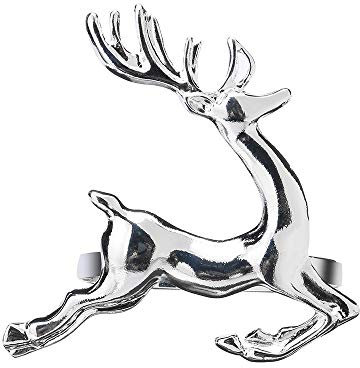 Breakfast Plates Christmas Santa Table for Ring Dinner Napkin Christmas Napkin Holder Kitchen, Dining & Bar Blue Dinner Set (Silver, One Size)