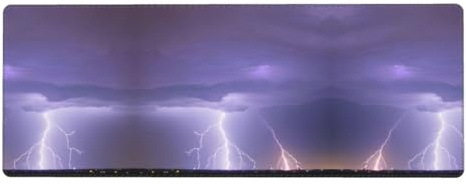 Lightning Storm Mouse Pad 11.8x31.5 in. Non-Slip Base for RGB Keyboard, Mouse and Laptop, Suitable for Gaming and Office.