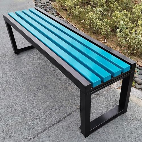 yurstcggh Gartenbank Ohne Lehne,Gartenbank Metall Wetterfest,Bänke,100/120/150cm,Balkonbank Bis 200 Kg Belastbar,für Hof, Garten, Balkon, Veranda Blau 150×40×45cm