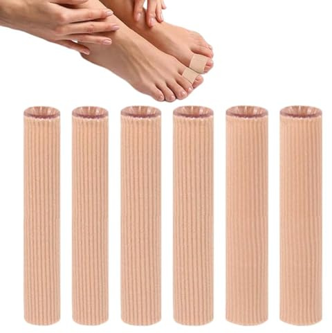 HABNI Protezione Dita Piedi, 6 Pezzi Tubolari In Silicone, Copridita Per Piedi, Lunghezza 10 Cm, Larghezza (1.5, 2, 2.5) Cm, Colore Carne.