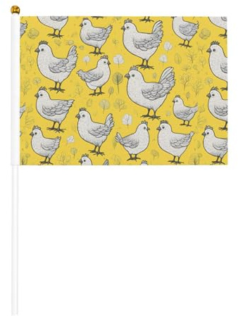 Bandiera gialla a forma di pollo, piccola, portatile, per giochi sportivi e festival, decorazione da parata, 14 x 20,8 cm