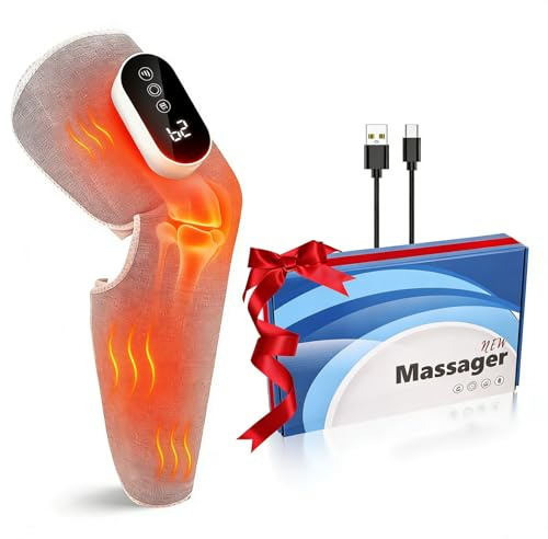 Kabellose Beinmassagegerät,Bein Massagegerät mit 3 Intensitäten, 3 Massagemodi und 3 Heizfunktion, Waden und Oberschenkel, Luftkompression Massagegerät mit Akku