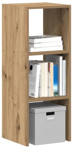 Runheo Bücherregal Stapelbar Artisan-Eiche 30x30x80 cm, Holzwerkstoff Modern, Vielseitiger Stauraum Organizer, Erweiterbares Design für Wohnzimmer, Küche