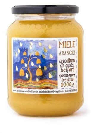 Apicoltura Castel Belfort - Miele di Arancio 100% Italiano, Lavorato a Freddo, Miele Naturale Artigianale, Ideale per Merende, Formaggi e Dolci, 1KG