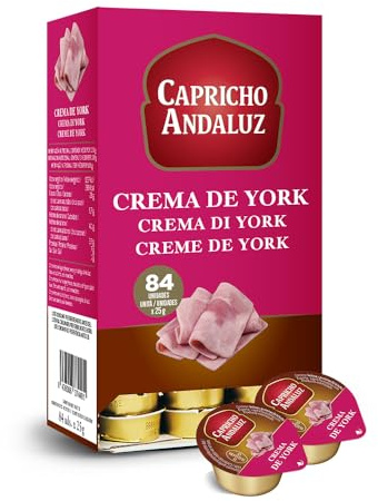 Capricho Andaluz - Crema de York Expositor 84 Monodosis 25g Untable Suave Premium para Desayunos Familiares, Menús Infantiles y Buffets