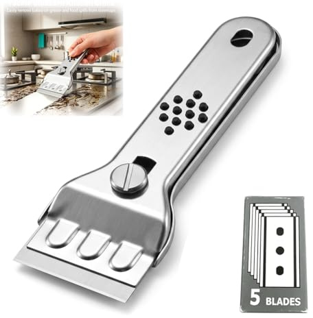 Oven Cleaning Kit with 5 Replaceable Cleaning Heads, Multi-Surface Kitchen Tool for Grease, Burnt Food & Residue Removal, Safe for Ovens, Stoves & Grills