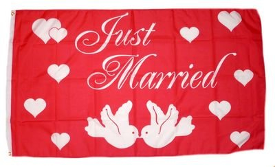 Fahne/Flagge Just Married/Hochzeit 90 x 150 cm