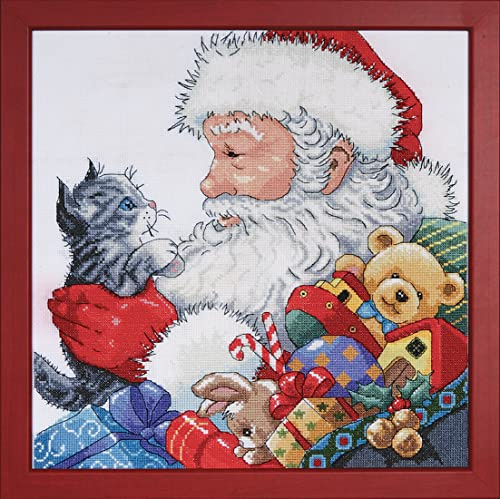 Kreuzstich Stickpackung Weihnachtsmann und Kätzchen, Zählmuster