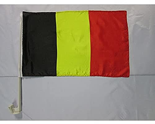 AZ FLAG - Autofahne Belgien - 45x30 cm - Belgische Autoflagge 30 x 45 Cm - Auto Flaggen
