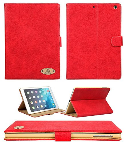 Gorilla Tech Funda de piel para Apple iPad Air 2 con función atril para Air 2ª generación modelo A1566 A1567 Protect with Style Series (piel sintética), color rojo