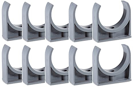 EXCOLO PVC Rohr und Rohrverbinder Ø 50 mm Winkel Kniestück Muffen T-Stück Kappen Fittings (10 x Wandhalter)