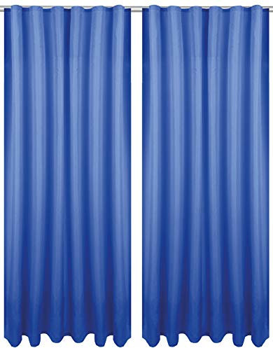Bestlivings Dekoschal Ellen 2er Pack inkl. Raffhalter (140x245cm / Blau) Blickdichter Vorhang mit Kräuselband Gardine mit Universalband für Wohnzimmer Schlafzimmer