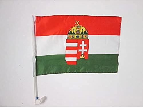 AZ FLAG - Autofahne Ungarn Mit Waffen - 45x30 cm - Ungarische Autoflagge 30 x 45 Cm - Auto Flaggen