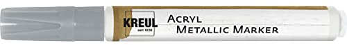 Kreul 46262 - Marcatore acrilico metallizzato medio, con punta a proiettile di circa 2-4 mm, argento, vernice acrilica permanente con effetto metallizzato, per accenti in filigrana