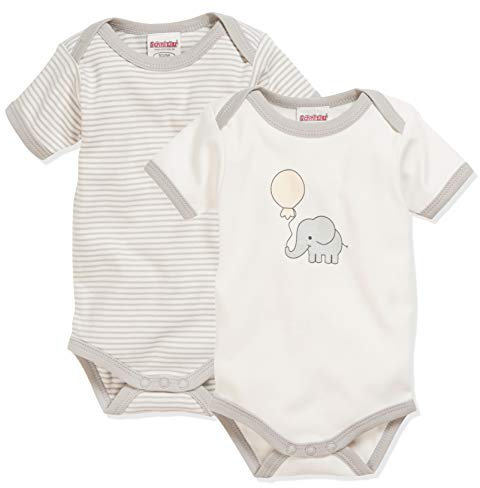 Playshoes Pack Múltiple de Body Para Bebé Bodis de Manga Corta Pack de 13, Unisex niños, Natural manga 1/4 pack de 2 elefantes, 62-68