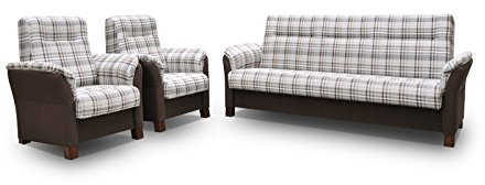 mb-moebel Polstergarnitur Sofa Set 3er Couch & 1er Wohnlandschaft 3-Sitzer und Zwei Sessel Möbel Set - Anna II (Braun)
