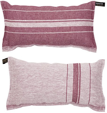 Jokipiin | 1 Saunakissen | Design: Linea | Maße: 40 x 22 cm, Leinen/Baumwolle | schadstofffrei Ökotex 100 | hergestellt in Finnland (plum/weiß)