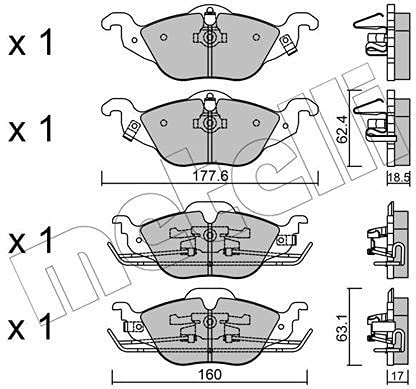 metelligroup 22-0257-0 Brake Pads, Made in Italy, Spare Parts for Cars, ECE R90 Certified, Copper Free