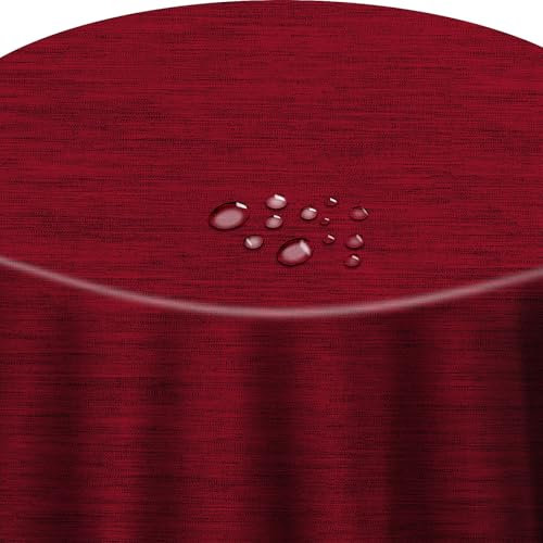 Wachstuch Robuste Leinen Prägung Rund Oval Größe & Farbe wählbar Oval 130 x 220 cm Rot abwaschbare Tischdecke