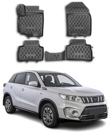 OMAC Fußmatten für Suzuki Vitara 2015-2024 TPE 4X Schwarz | Gummimatten, Automatten, Allwetter, fahrzeugspezifisches Produkt, Antirutsch, 3D-Passform, wasserdicht
