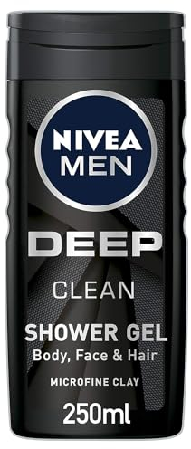NIVEA MEN Active Clean Shower Gel (250 ml), Purifying Activated Charcoal Body Wash, Men's Shower Gel with Masculine Scent, Body Wash with Fresh Fragrance