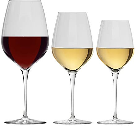 Bormioli Rocco Inalto Tre Sensi Wine Glasses Set - 305ml, 430ml, 650ml - 18pc Set