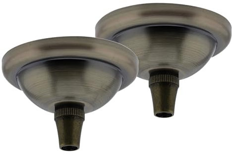 2 Pack Art Deco 67mm Diameter Small Metal Ceiling Rose and Colour Matched Metal Grip in Brushed Antique Brass Finish