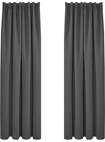 Deconovo Tende Camera da Letto Oscuranti 2 Pezzi, Tende Moderne per Soggiorno Interni, 140x210 CM (Larghezza x Altezza), Grigio Scuro