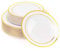 MATANA 60 Elegantes Platos de Plástico Blanco con Borde Dorado (2 Tamaños: 30 x 26cm, 30 x 19cm) - Resistentes y Reutilizables - Bodas, Cumpleaños, Bautizos, Navidad, Barbacoas, Fiestas