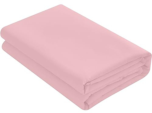 HOME ACE Non Iron Percale Flat Sheet Super King Bed Pink, 180 Thread Count 100% Poly Cotton Top Sheets Superking Bedding, Polycotton Pink Bed Sheet Superking Size Bed Cotton Flat Sheet
