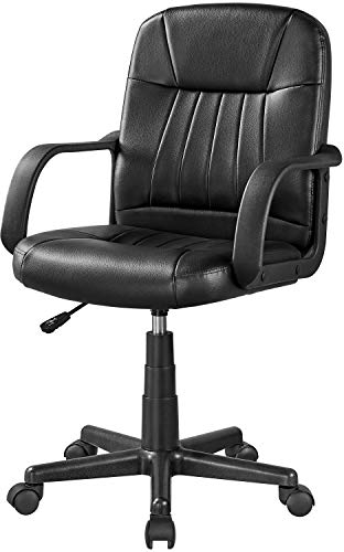 Yaheetech Bürostuhl Schreibtischstuhl ergonomischer Drehstuhl Kunstleder drehbar höhenverstellbar mit Rollen Schwarz