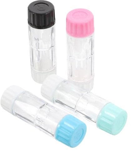 HEALLILY Mini Colorful Contact Lens Cases:4PCS Travel RGP Hard Case Protective Box Cosmetic Container Holder Lens Solution(Black Green Blue and Pink)