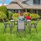 DKIEI Garden Furniture Sets Table & 4 Chairs Set 120cm Rectangle Garden Dining Table with Parasol Hole Garden Folding Chairs for Patio Deck Indoor Outdoor Brown
