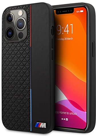 BMW BMHCP13XTRTBK Hülle für iPhone 13 Pro Max , Kunststoff, Stoßdämpfend , 6,7 schwarz M Collection Triangles