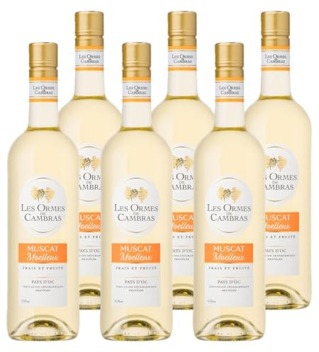 Les Ormes De Cambras - Vin Blanc Moelleux - Muscat - IGP Pays d'Oc - Lot de 6 bouteilles x 75cl